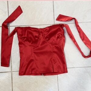 Red silk holster crop top